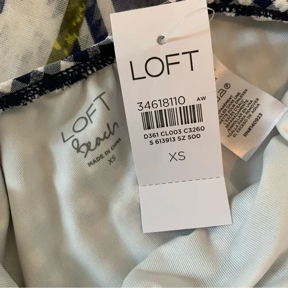 *NWT* LOFT Beach Gingham Seersucker Twist Bandeau One-Piece Swimsuit - Picture 11 of 13